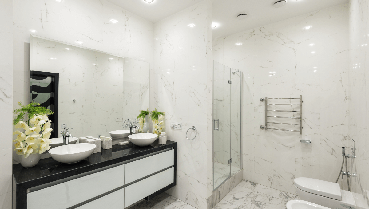 A bright lighting system in a bathroom for seniors