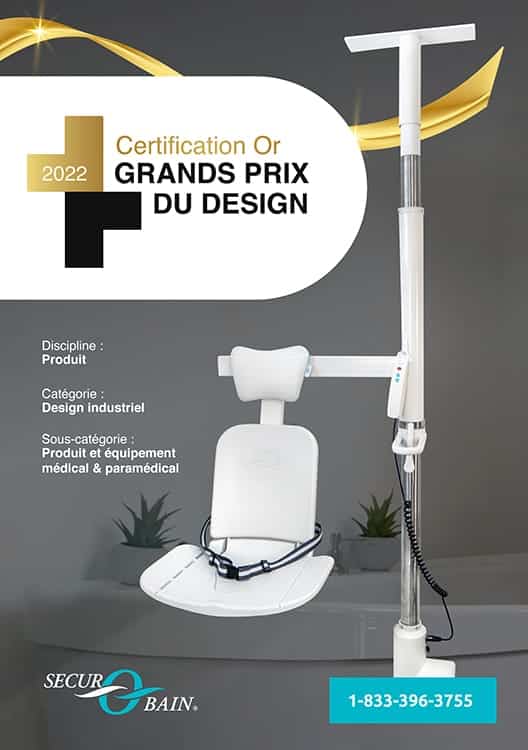 Certification Or siège élévateur de bain pour personne âgée Secur O Bain